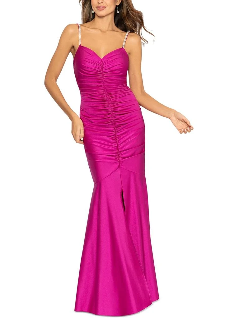 Xscape Womens Satin Long Cocktail And Party Dress 1