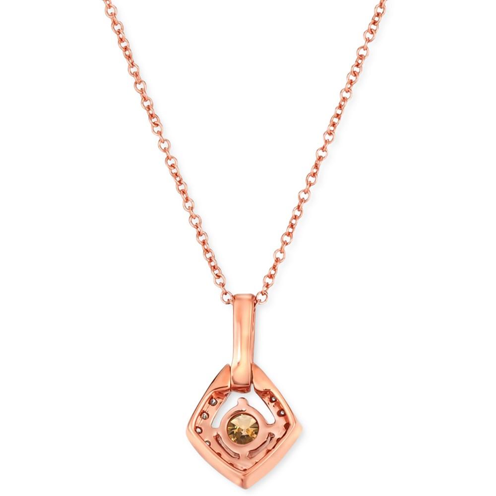 Le Vian Chocolate Diamond (1/3 ct. t.w.) & Nude Diamond (1/4 ct. t.w.) Geometric Halo 18" Pendant Necklace in 14k Rose Gold