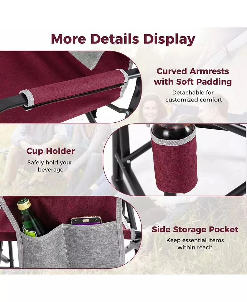 KUYOTQ Outdoor Rocker Camping Chair with Dual Springs and Padded Back 5