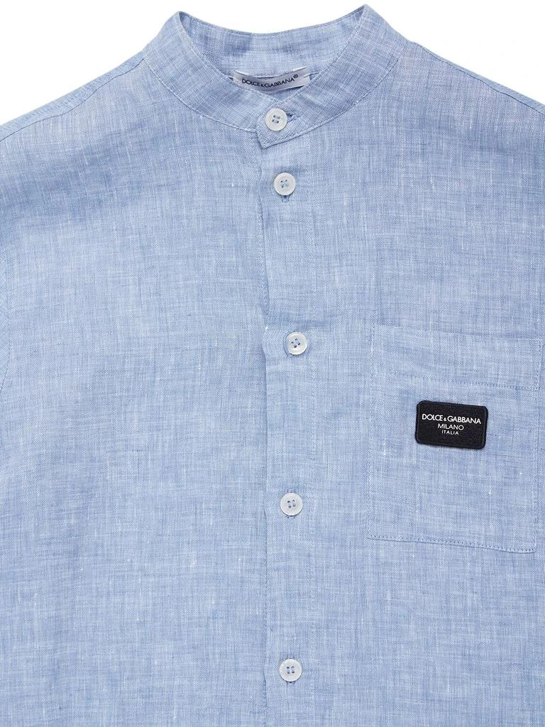 Dolce & Gabbana Linen Shirt W/ Logo Patch 1