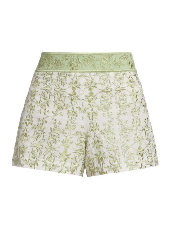 Alice + Olivia Donald Embroidered Cotton & Linen Shorts 6