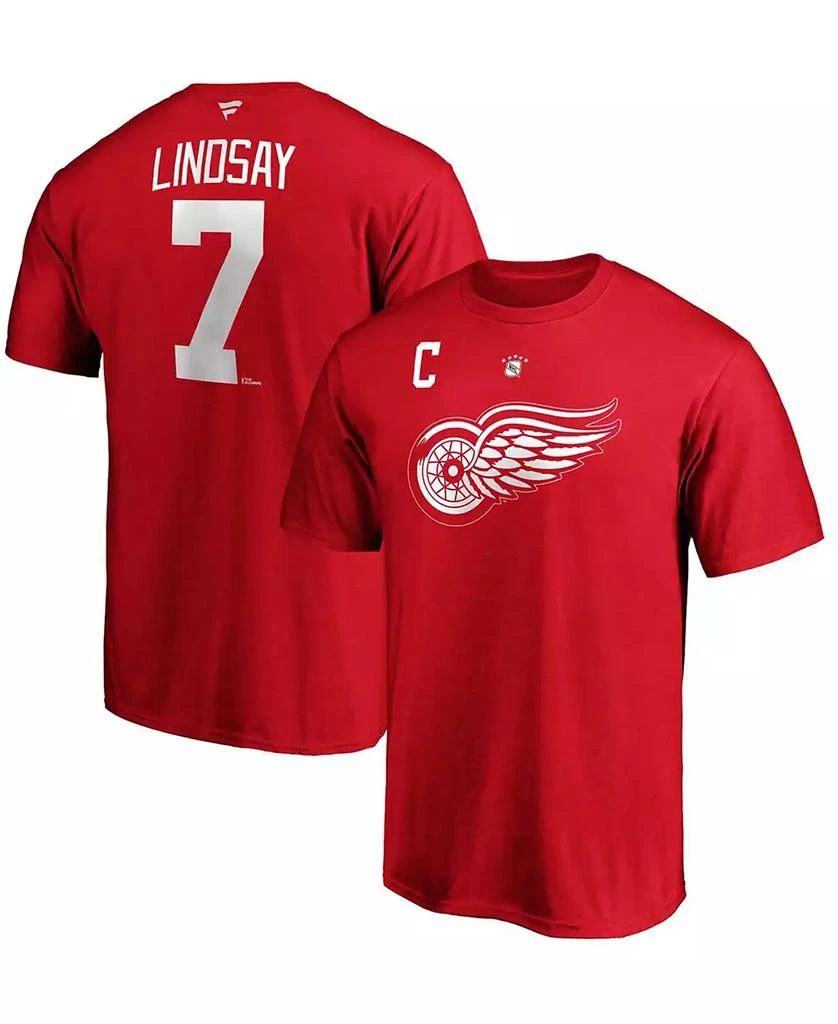 Fanatics Men's Ted Lindsay Red Detroit Red Wings Authentic Stack Retired Player Name and Number T-shirt 1