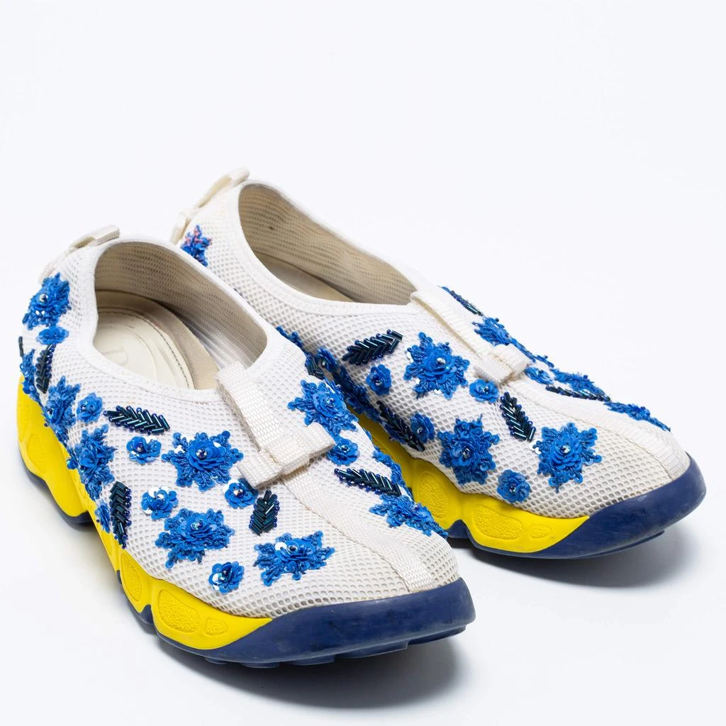 Dior Dior White/Blue  Mesh Embellished Fusion Sneakers Size 36 4