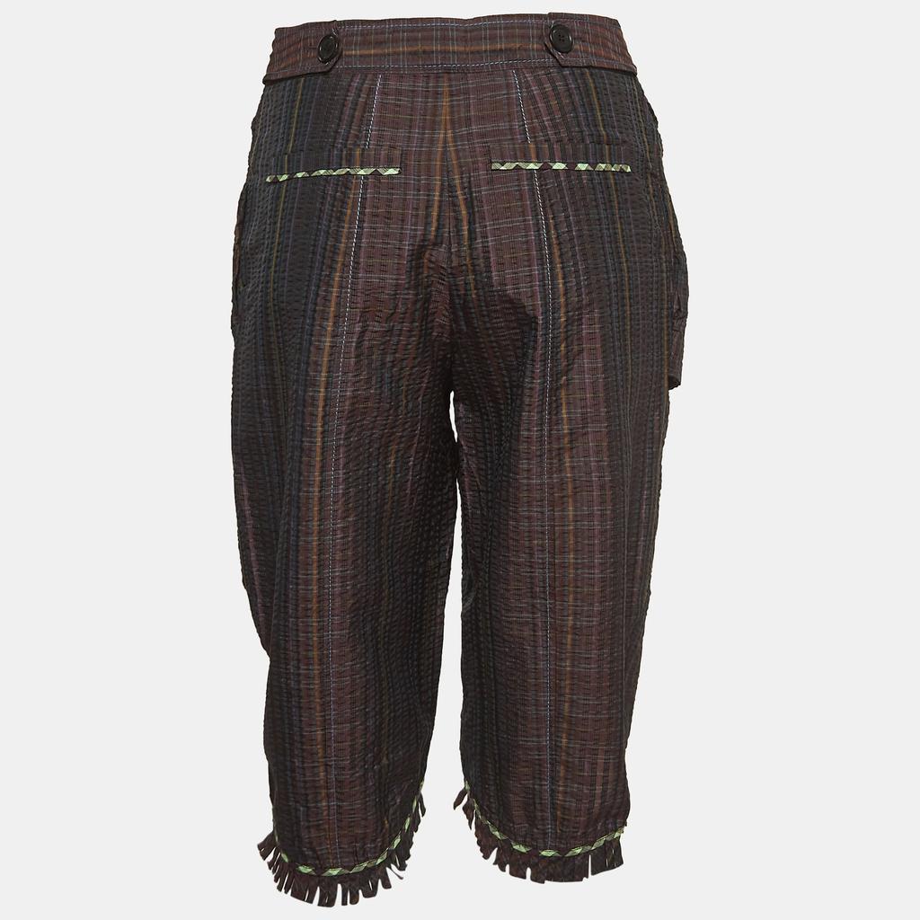 Louis Vuitton Louis Vuitton Multicolor Checkered Silk Blend Tie Detail Pants M