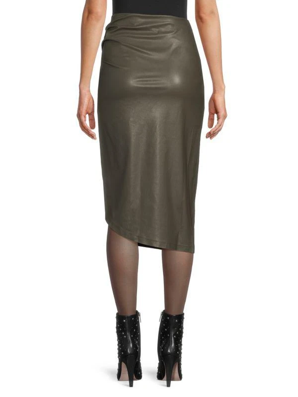 Helmut Lang Draped Faux Leather Midi Skirt 2