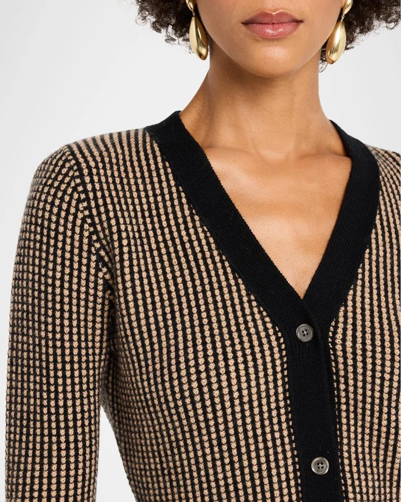 Neiman Marcus Cashmere Contrast Pique Knit Jacket 5