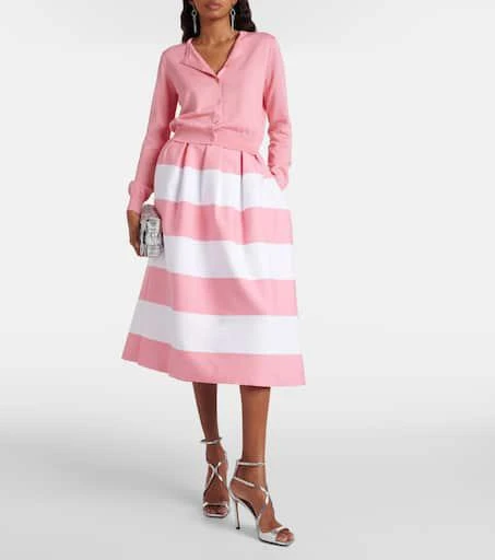 Carolina Herrera Striped pleated cotton-blend midi skirt 2
