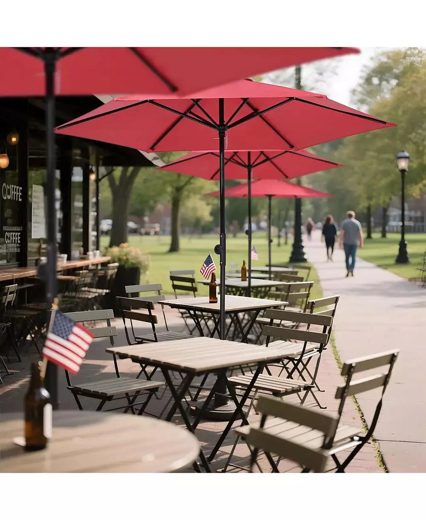 Yescom 7.5 Ft Outdoor Patio Umbrella 6 Ribs with Scale Tilt Button Strap UV30+ Sunshade Garden Parasol for Yard Deck Market Pool Red 9