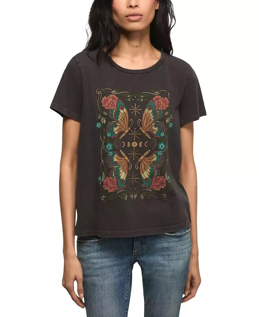 Lucky Brand Women
s Mirror Butterfly Classic Crewneck T-Shirt