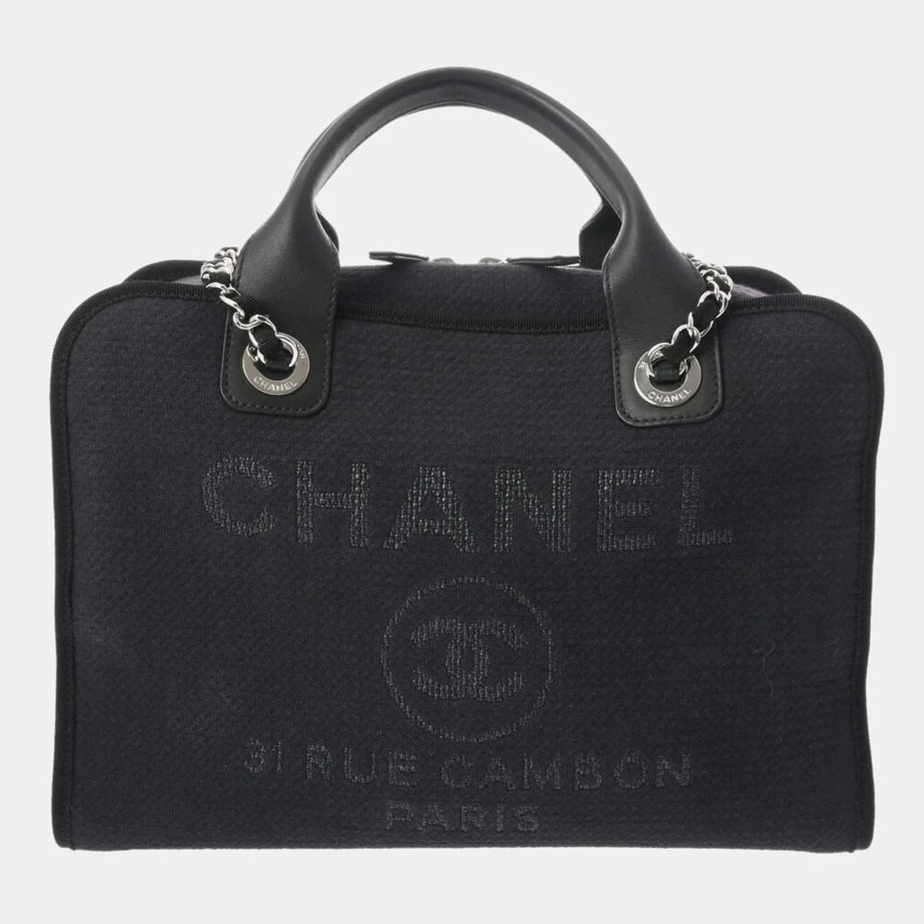 Chanel Chanel Black Canvas Medium Deauville Tote Bag 1
