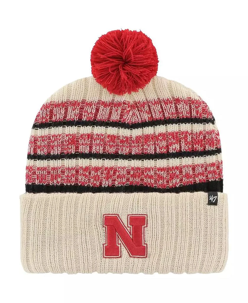 47 Brand Men's Khaki Nebraska Huskers Tavern Cuffed with Pom Knit Hat 1