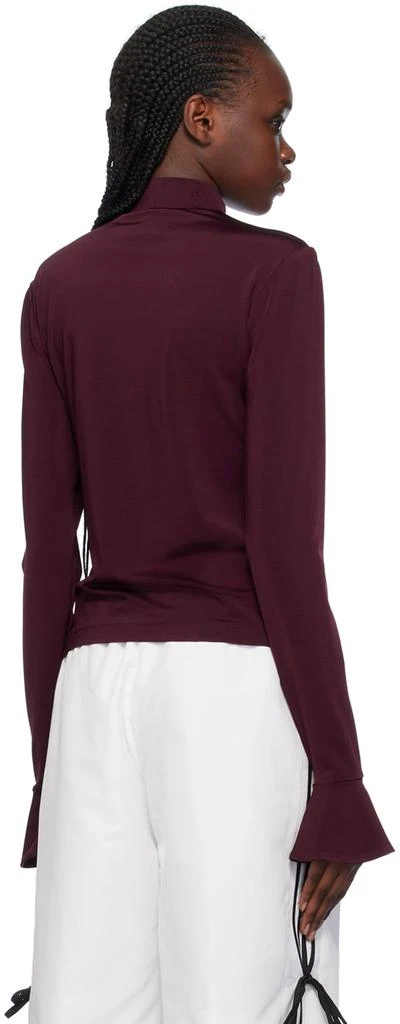FIDAN NOVRUZOVA Burgundy Flared Cuff Long Sleeve T-Shirt 3