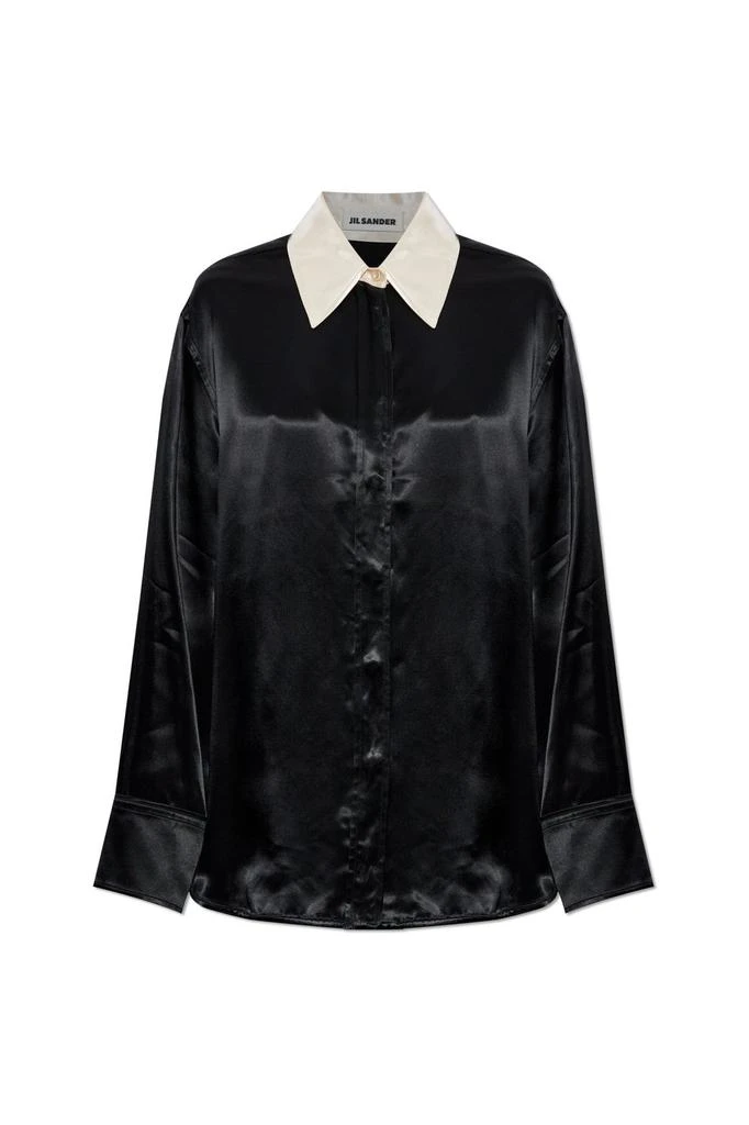 Jil Sander Jil Sander Contrast Collar Long-sleeved Satin Shirt from Cettire