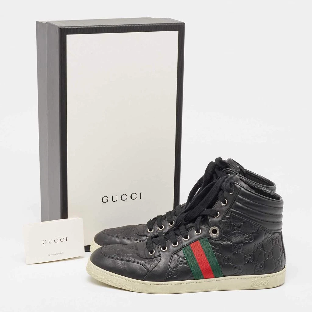 Gucci Gucci Black Guccissima Leather Web High Top Sneakers Size 43 9