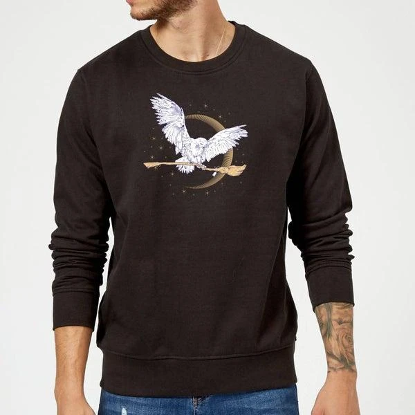 Harry Potter Harry Potter Hedwig Broom Sweatshirt - Black 1