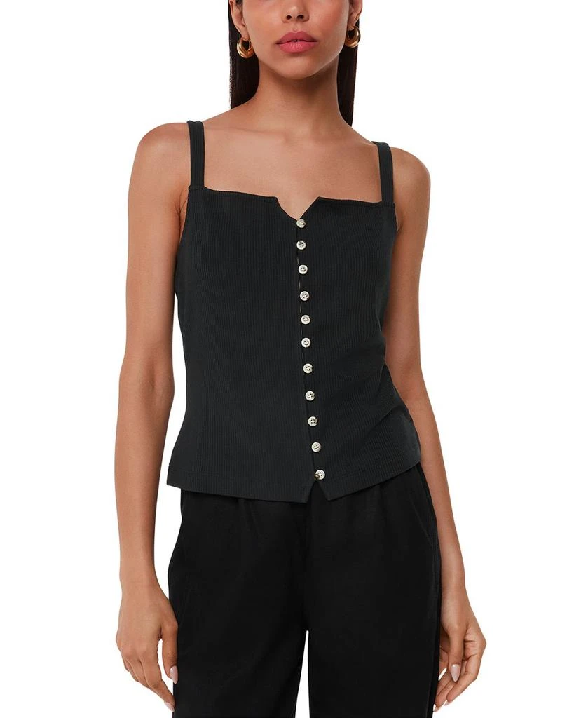 Whistles Ribbed Button Front Top 1