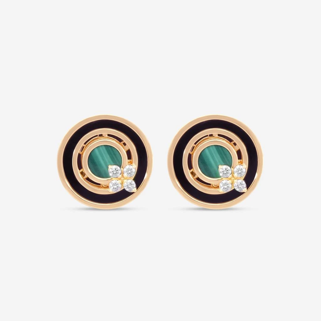 Roberto Coin Roberto Coin Love in Verona 18K Rose Gold Diamond, Black Jade 
Malachite Stud Earrings 8883125AXERX-copy
