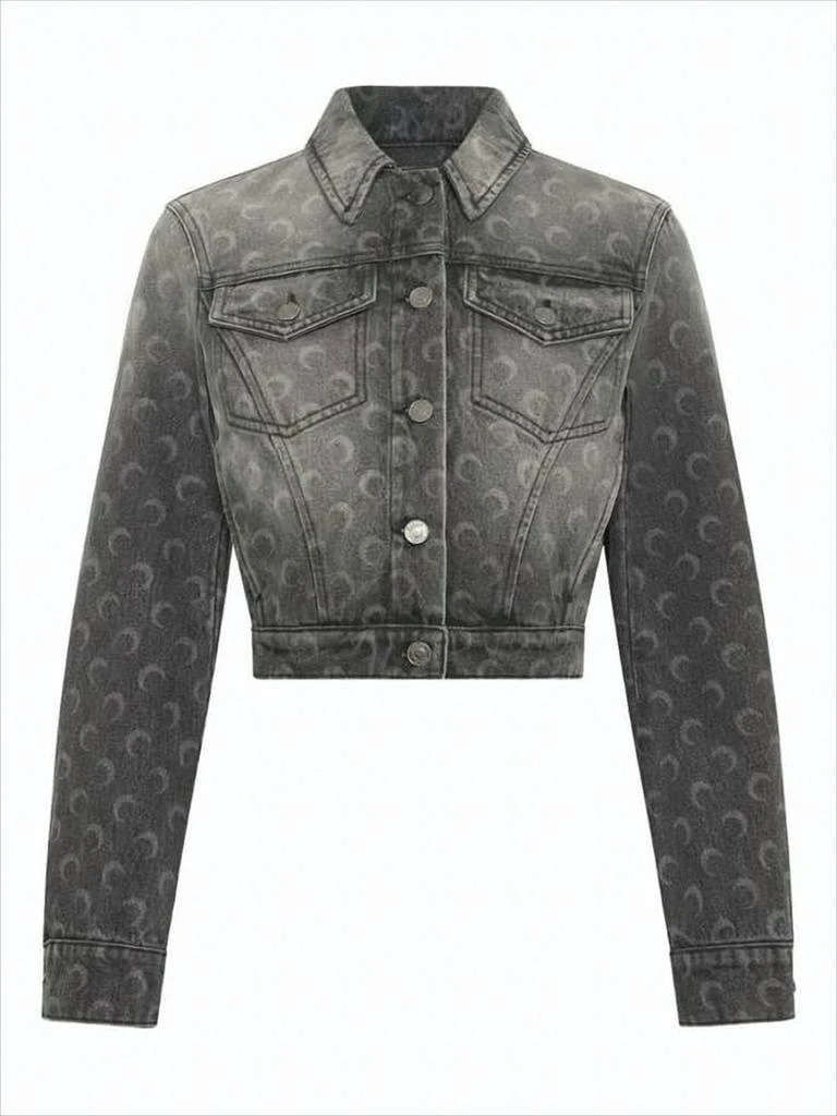 MARINE SERRE Faded Black Cropped Denim Jacket