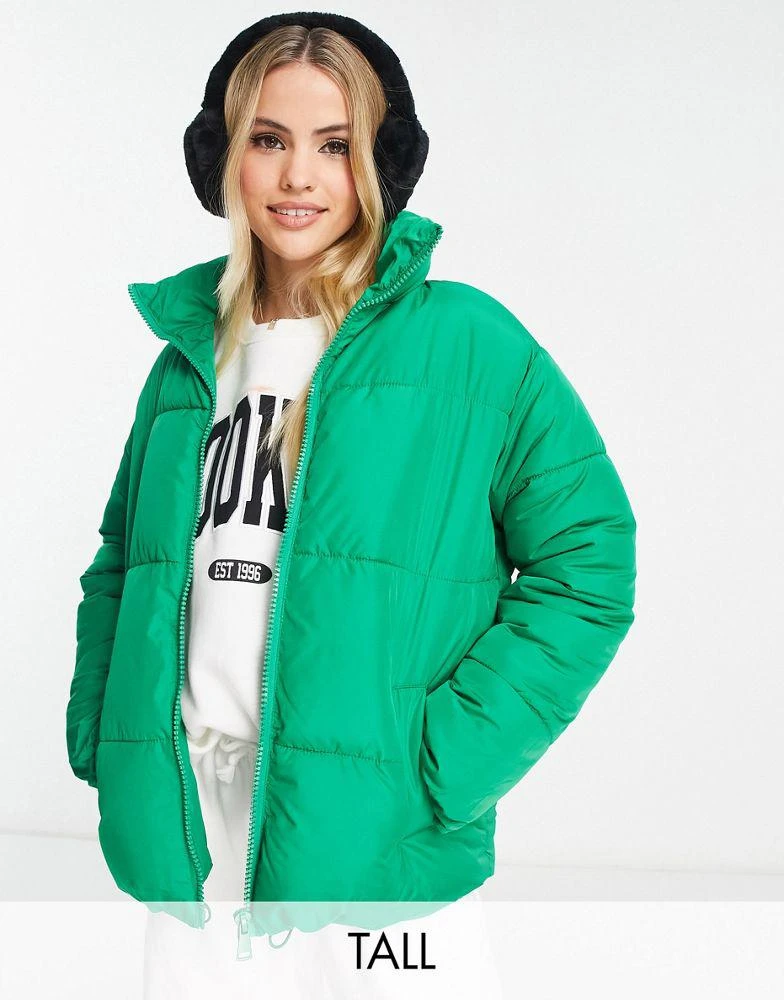 New Look Tall New Look Tall boxy puffer coat in green 1