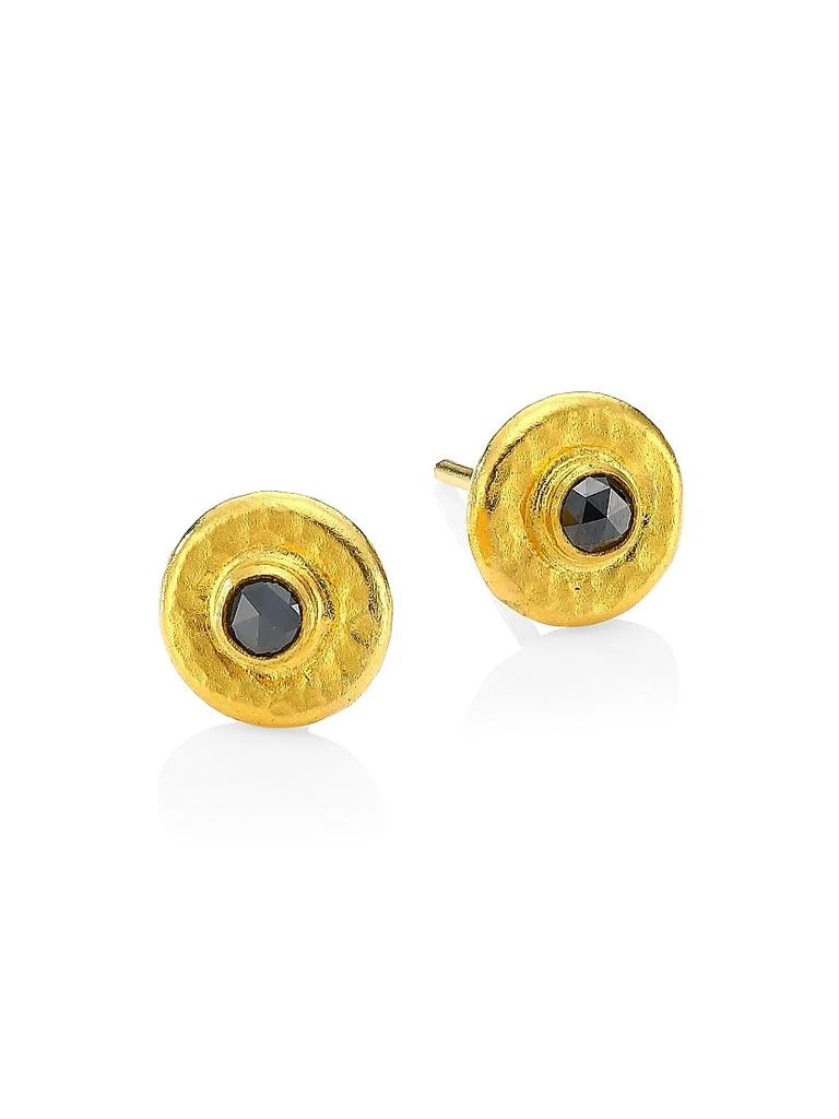 Gurhan Rain 24K Yellow Gold & Black Diamond Stud Earrings 1