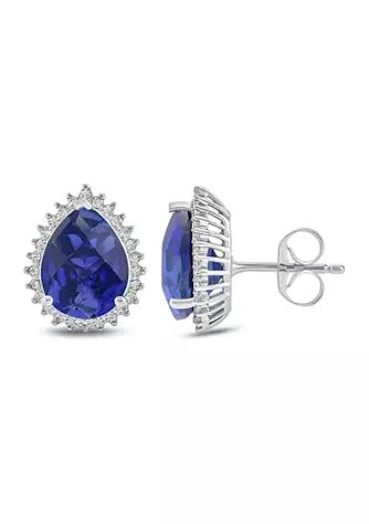 Belk 
Co. 1/4 ct. t.w. White Diamond and 1/10 ct. t.w. Created Blue Sapphire Stud Earrings in 10k White Gold