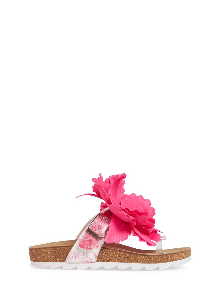 MONNALISA Ramage Slide Sandals W/flower Appliqué