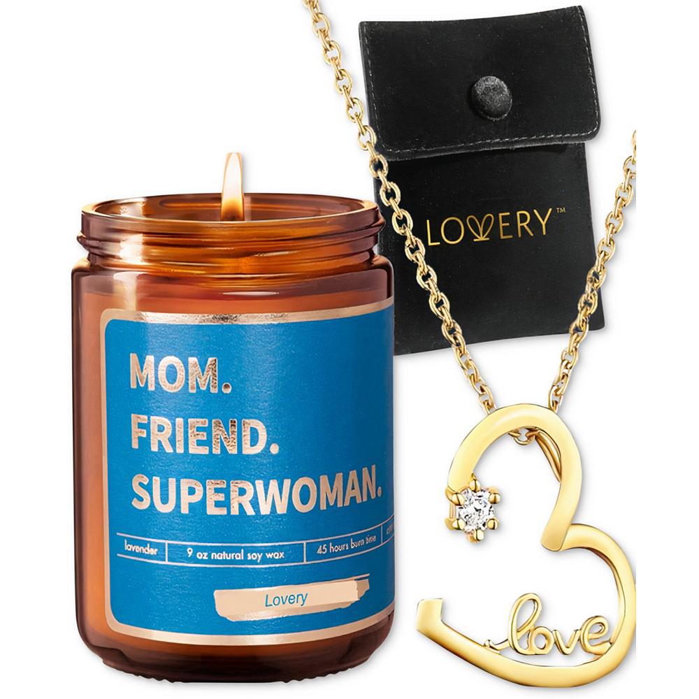 Lovery 3-Pc. Open Heart Necklace & Scented Candle Gift Set