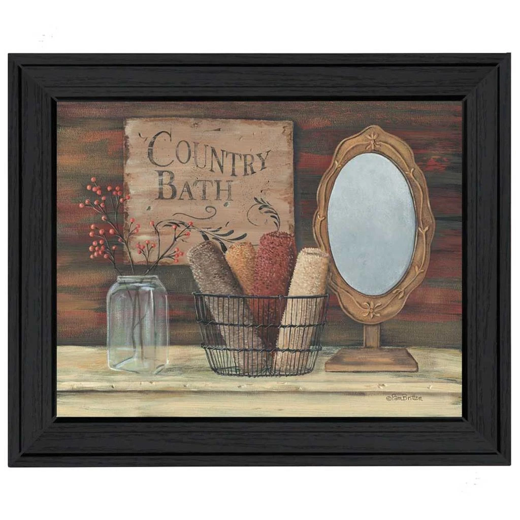 Hivvago Country Bath 3 Black Framed Print Bathroom Wall Art 2