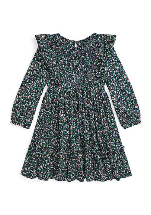 Ralph Lauren Girls 7-16 Floral Smocked Cotton Jersey Dress 2