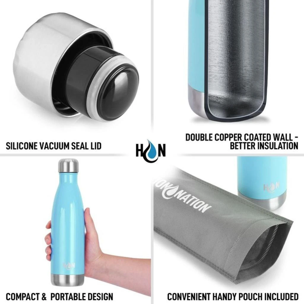 Zulay Kitchen 17oz Stainless Steel Water Bottle - Double Wall Insulated ...