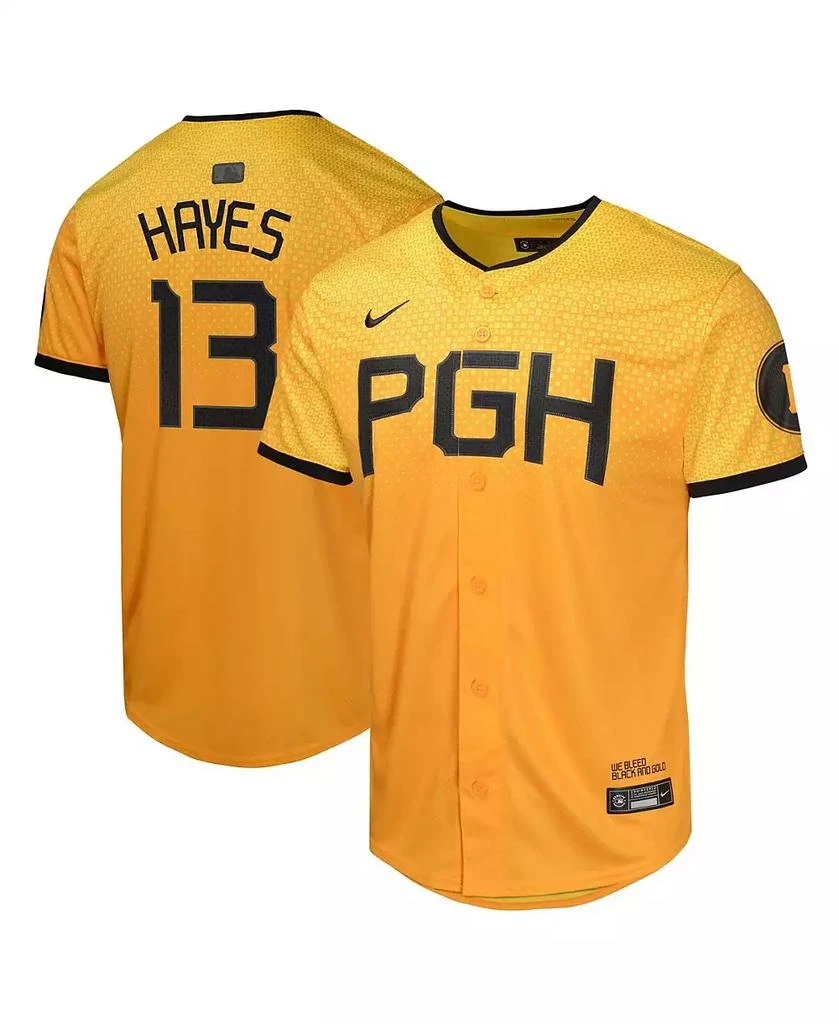 NIKE Big Boys and Girls Ke'Bryan Hayes Gold Pittsburgh Pirates City Connect Limited Player Jersey 1
