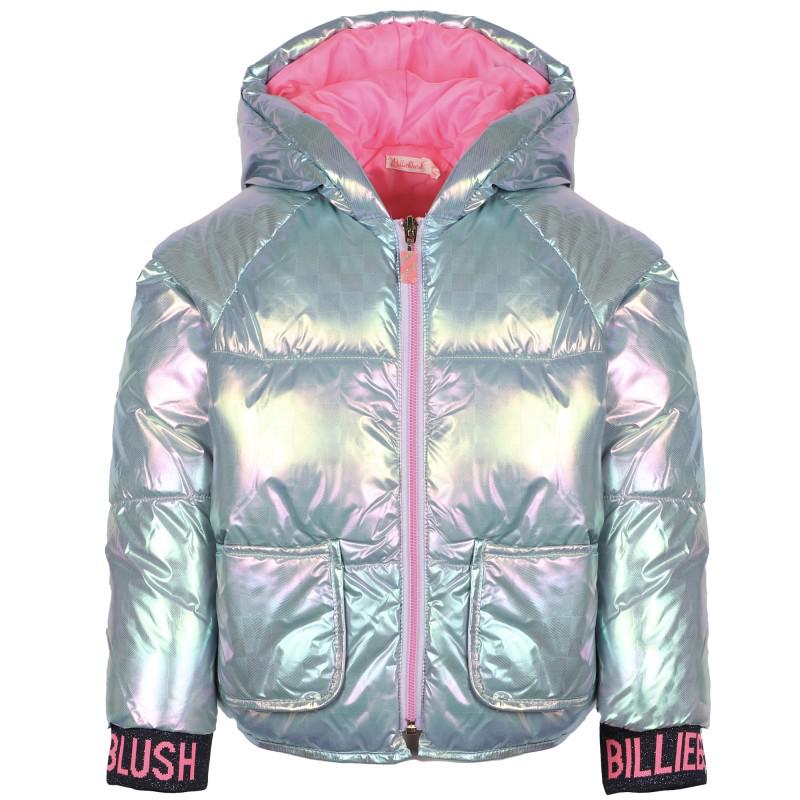 Billieblush Hooded puffer silver metalic jacket