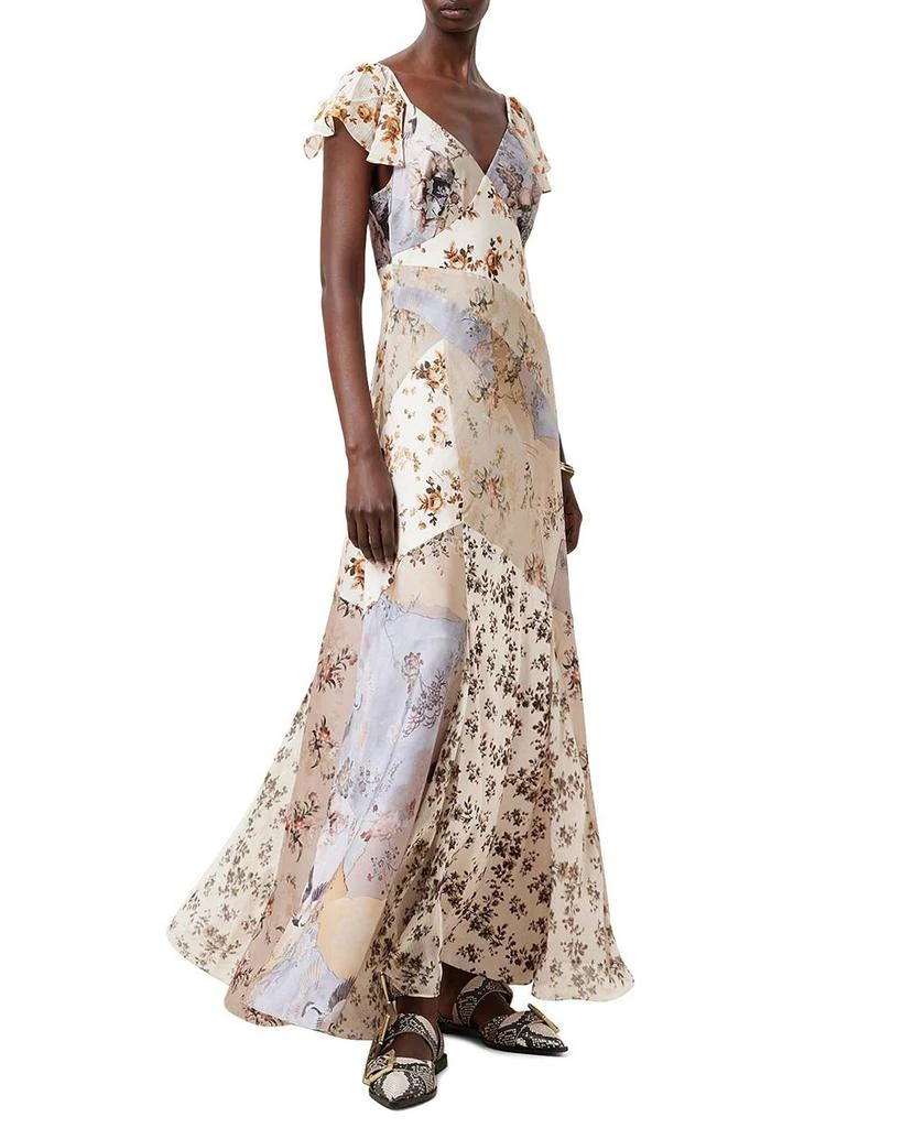ALL SAINTS Lala Floral Satin Flutter Sleeve Dress 3