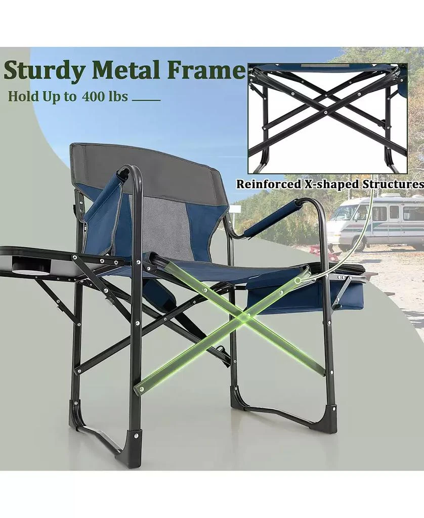 KUYOTQ Folding Camping Directors Chair with Cooler Bag and Side Table 6