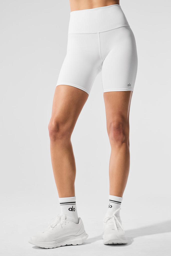 Alo 7" High-Waist Biker Short - White