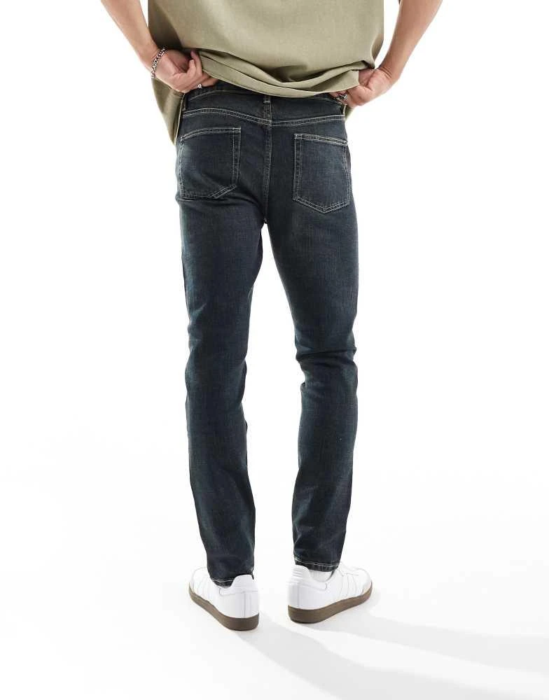 ASOS ASOS DESIGN skinny jeans in dark wash blue with tint 3
