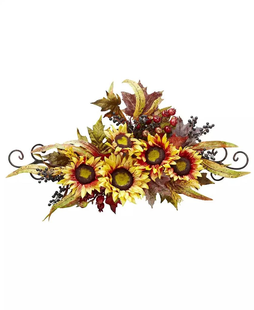 NEARLY NATURAL Sunflower Swag w/ Metal Frame 1