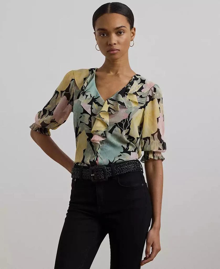 Ralph Lauren Women's Floral Georgette Ruffle-Trim Blouse, Regular & Petite 1