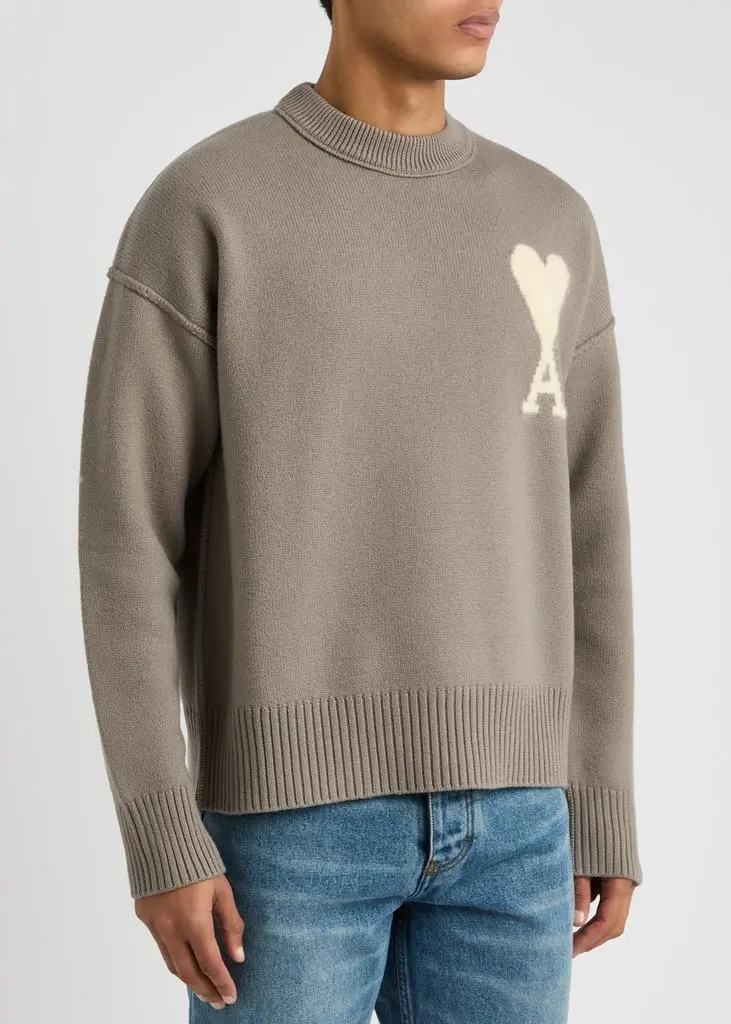 AMI Logo-intarsia wool jumper 2