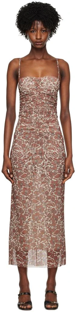 Bec & Bridge Red & Beige Priya Midi Dress 1