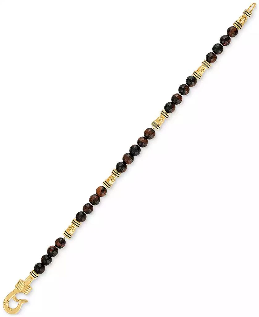Esquire Men's Jewelry Red Tiger Eye Bead Bracelet in 14k Gold-Plated Sterling Silver, Created for Macy's 4