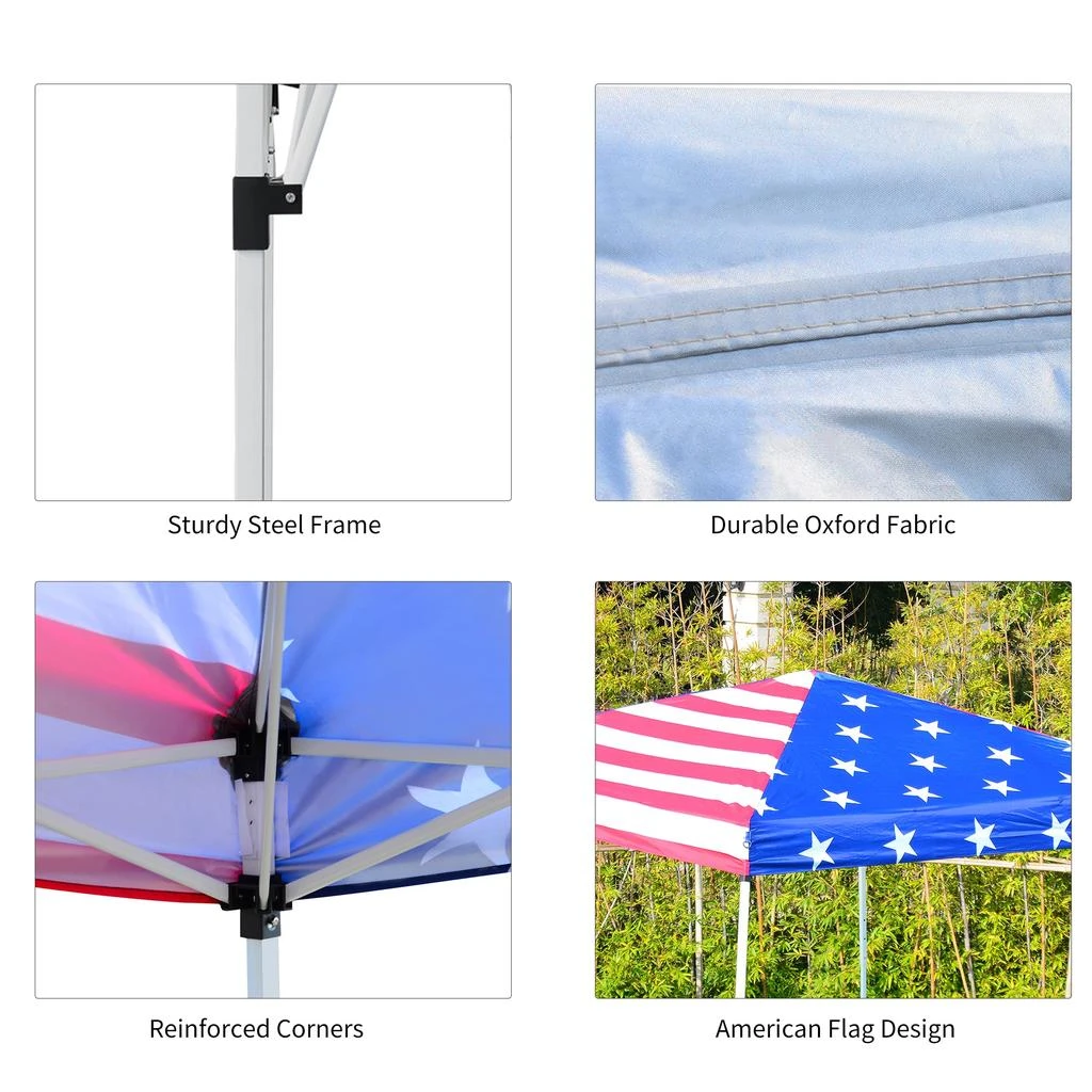 Streamdale Furniture Streamdale Slant Leg Pop Up Canopy Tent with American Flag Roof and Carry Bag 2