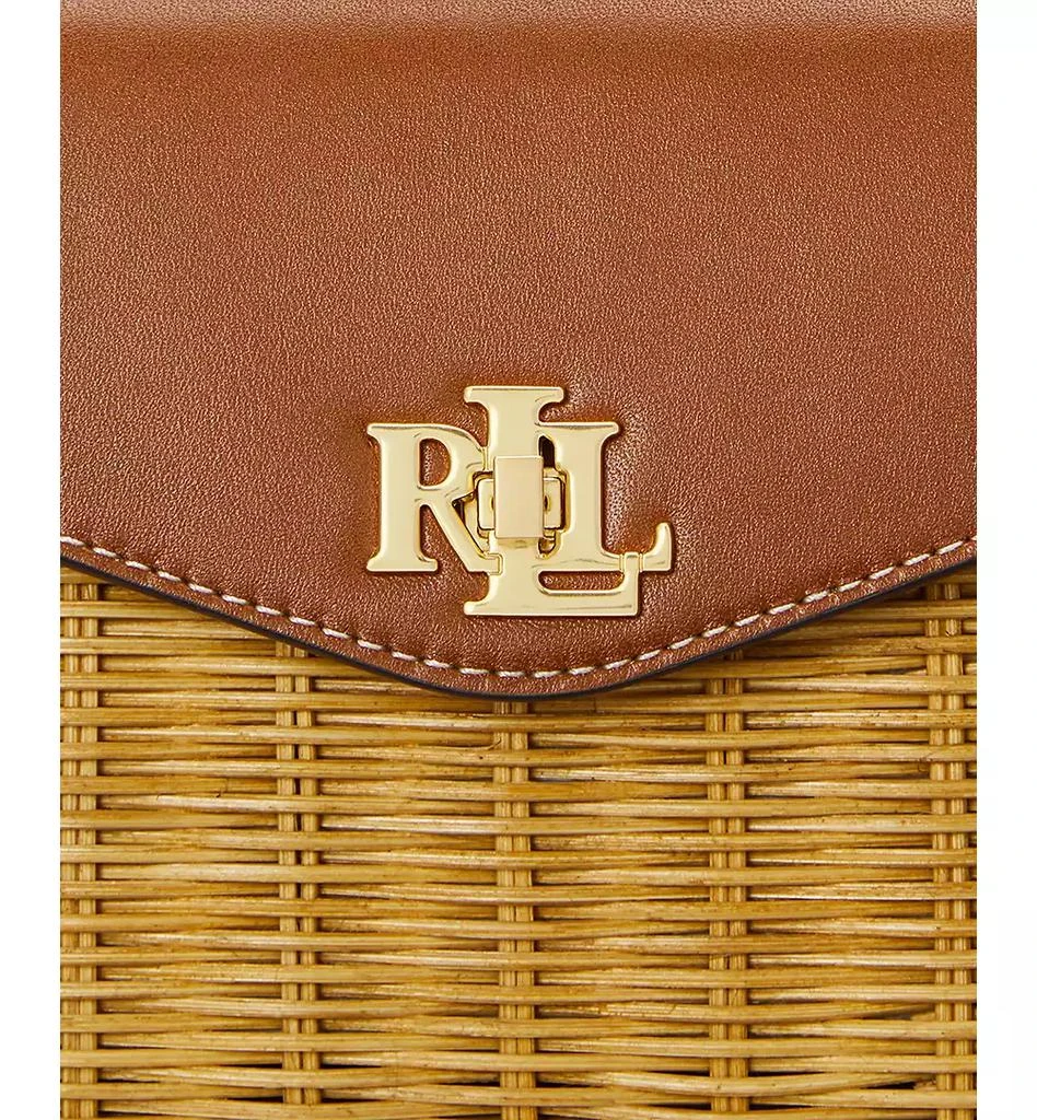 Ralph Lauren Farrah Rattan and Leather Small Satchel 5