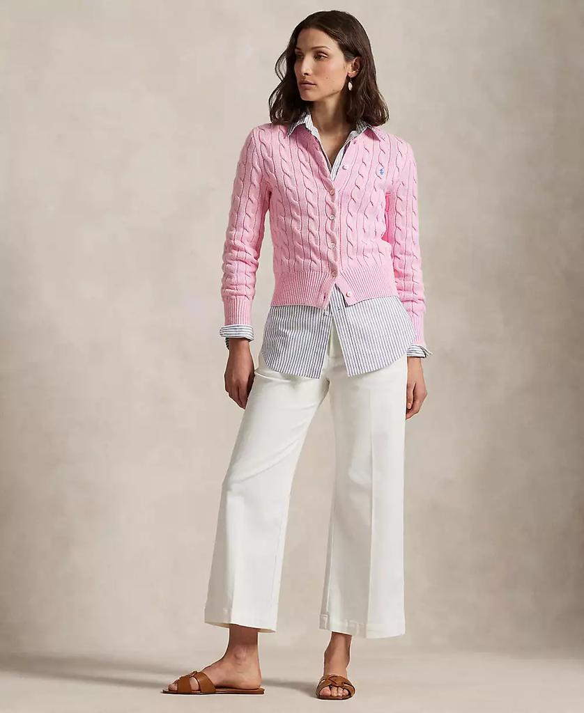 Ralph Lauren Women's Cable-Knit Cotton Crewneck Cardigan Sweater