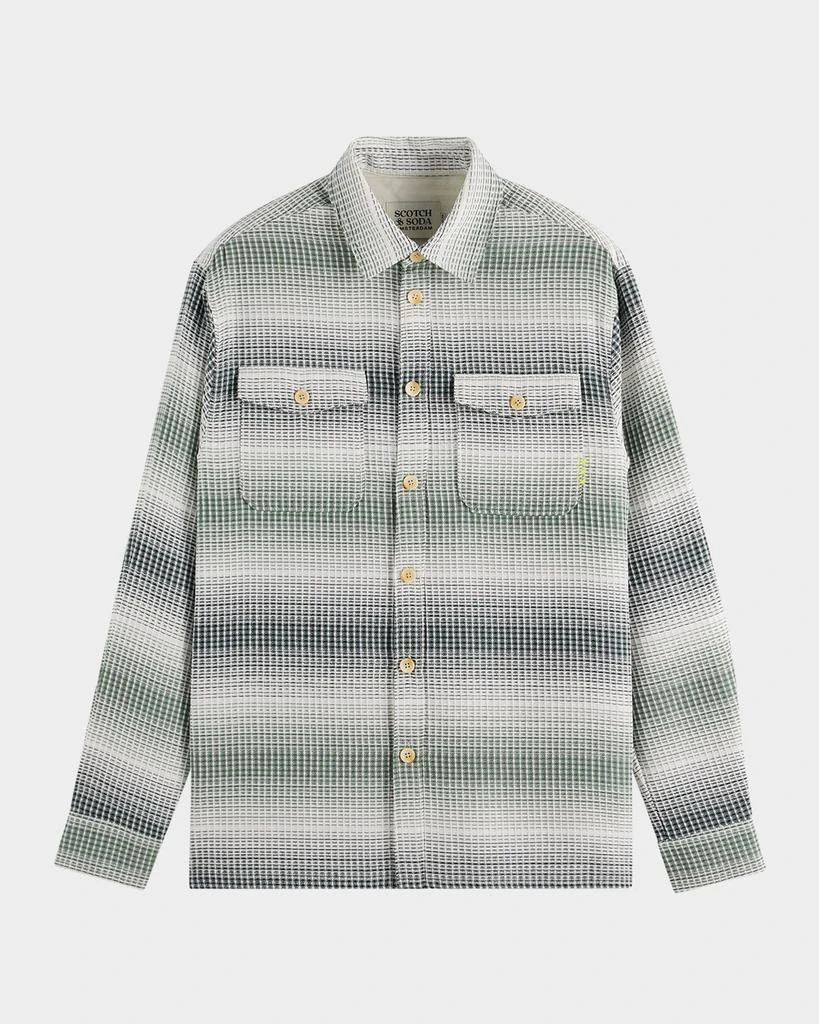 Scotch & Soda Men's Striped Waffle Button-Down Shirt 1
