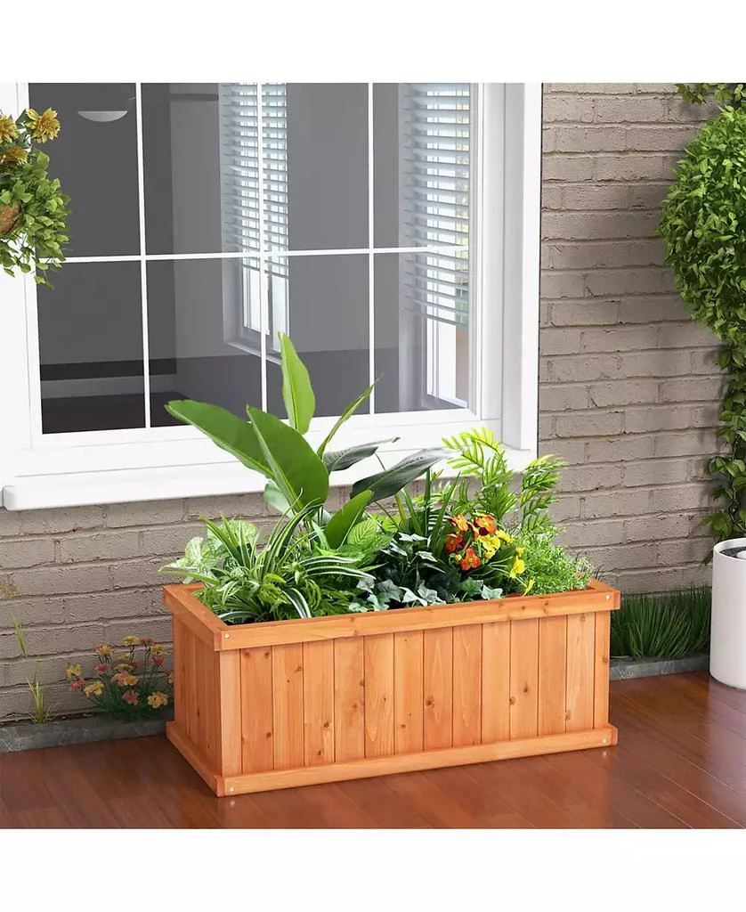 SUGIFT Raised Garden Bed Wooden Planter Box with 4 Drainage Holes and Detachable Bottom Panels-Orange 6