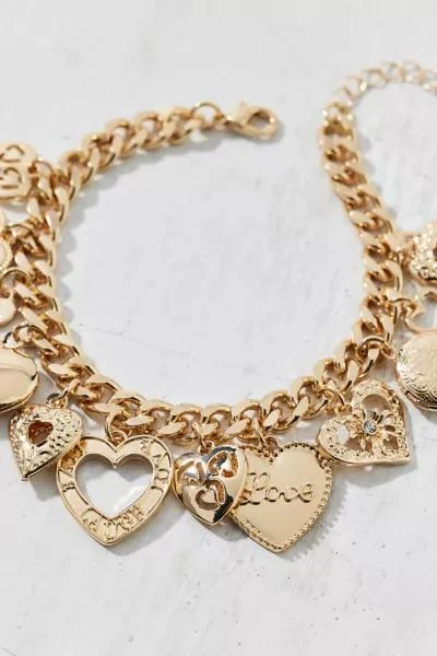 Urban Outfitters Charlie  Gold Heart Charm Bracelet 3