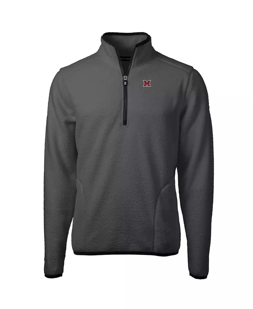 Cutter & Buck Men's Gray/Black Miami University RedHawks Cascade Eco Sherpa Fleece Quarter-Zip Pullover Jacket 2