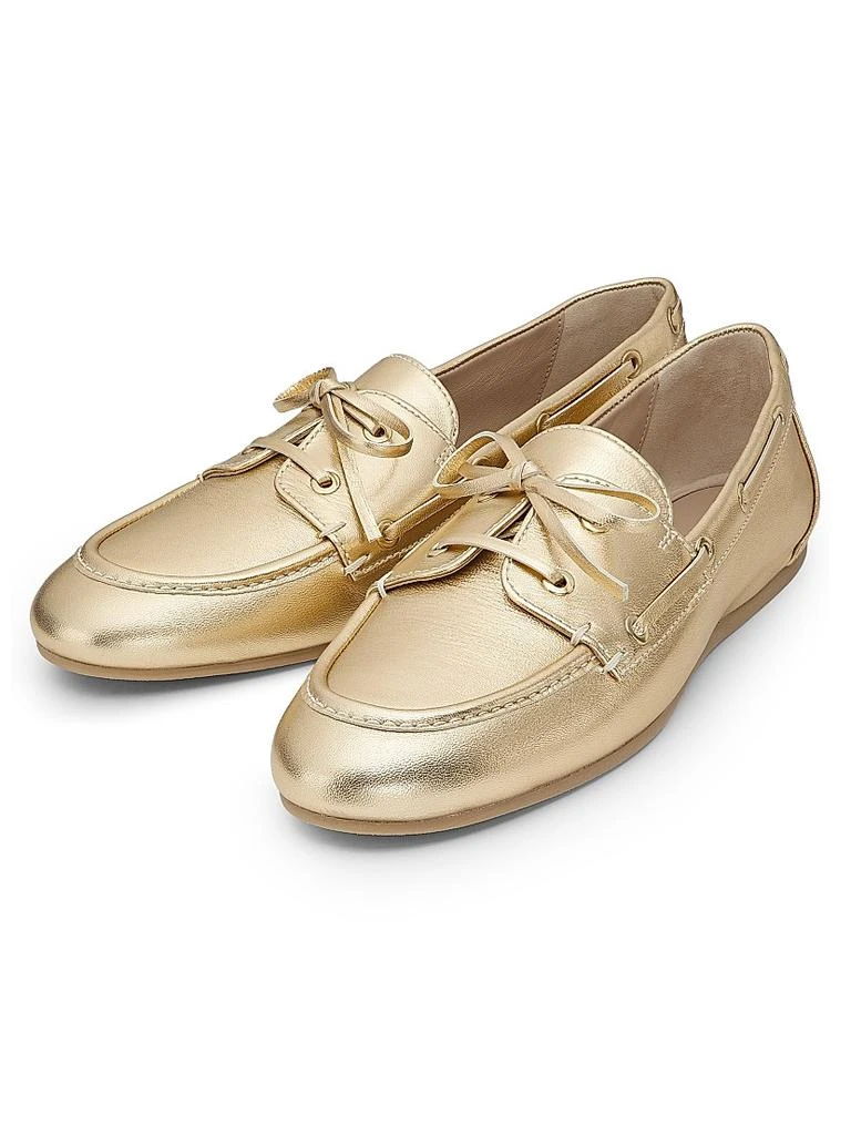 Stuart Weitzman Tinsley Metallic Leather Boat Shoes 2
