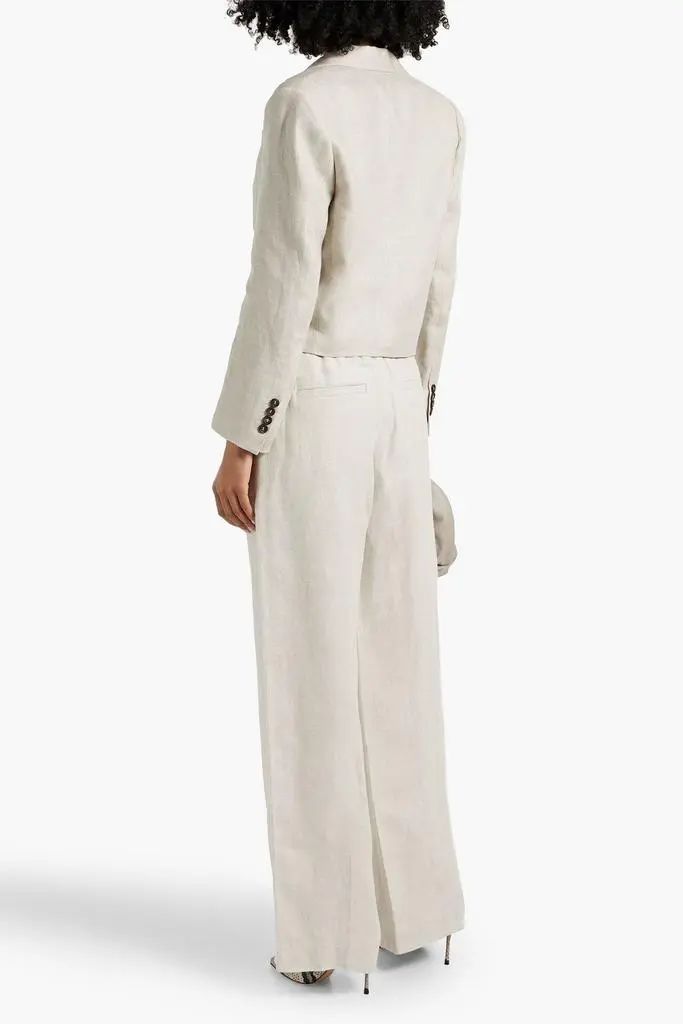 Brunello Cucinelli Cropped linen-jacquard blazer 3
